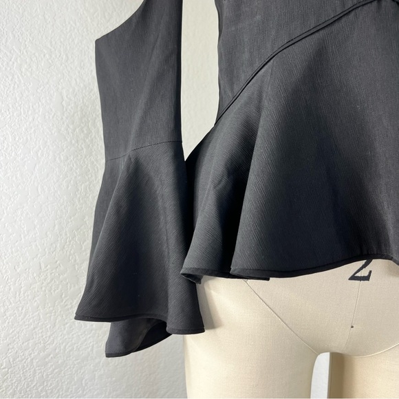 C/MEO COLLECTIVE Too Close Halter Bell Sleeve Cold Shoulder Black Top - Picture 5 of 12